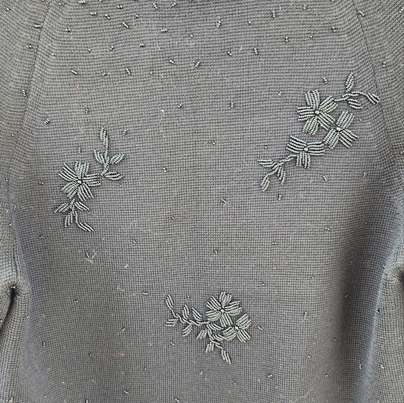 Vintage Gimbels Black Beaded Cardigan - Picture 9 of 10